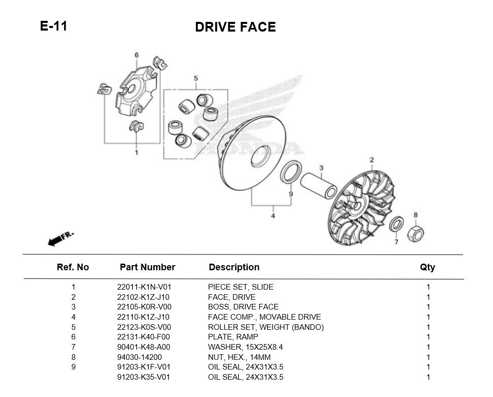 E-11-DRIVE FACE FOR HONDA PCX160 2025