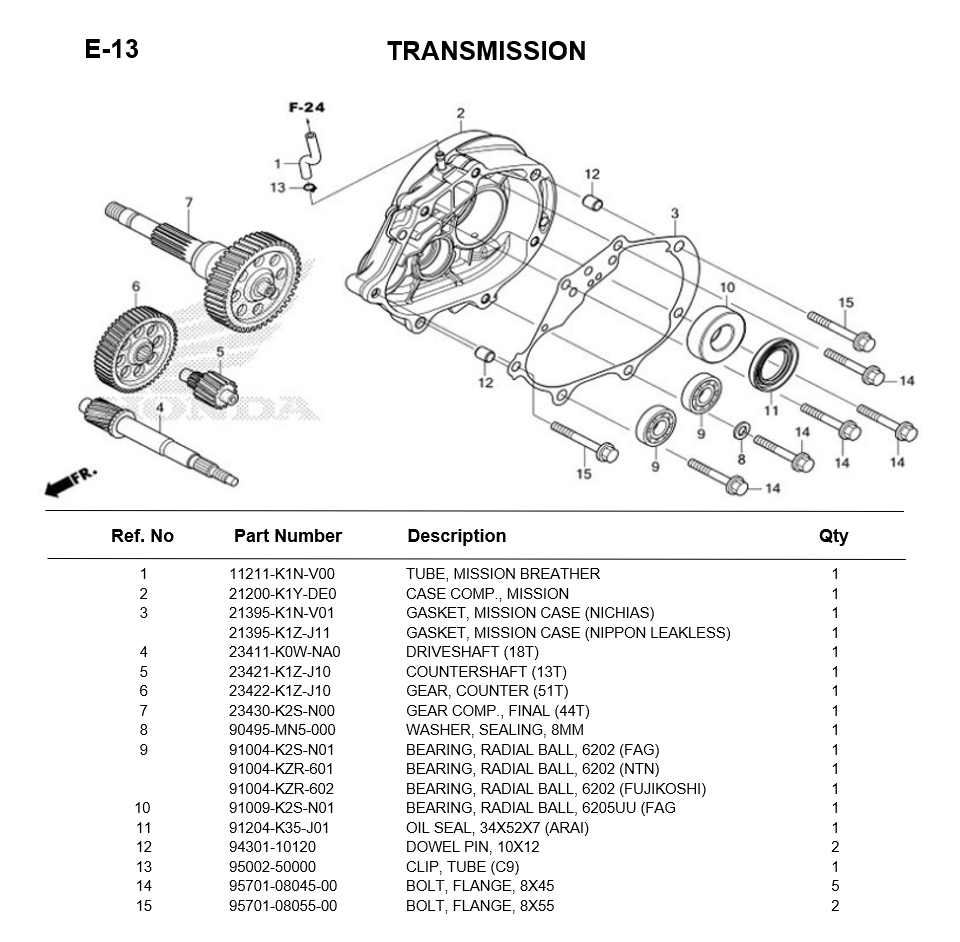 E-13-TRANSMISSION FOR HONDA PCX160 2025