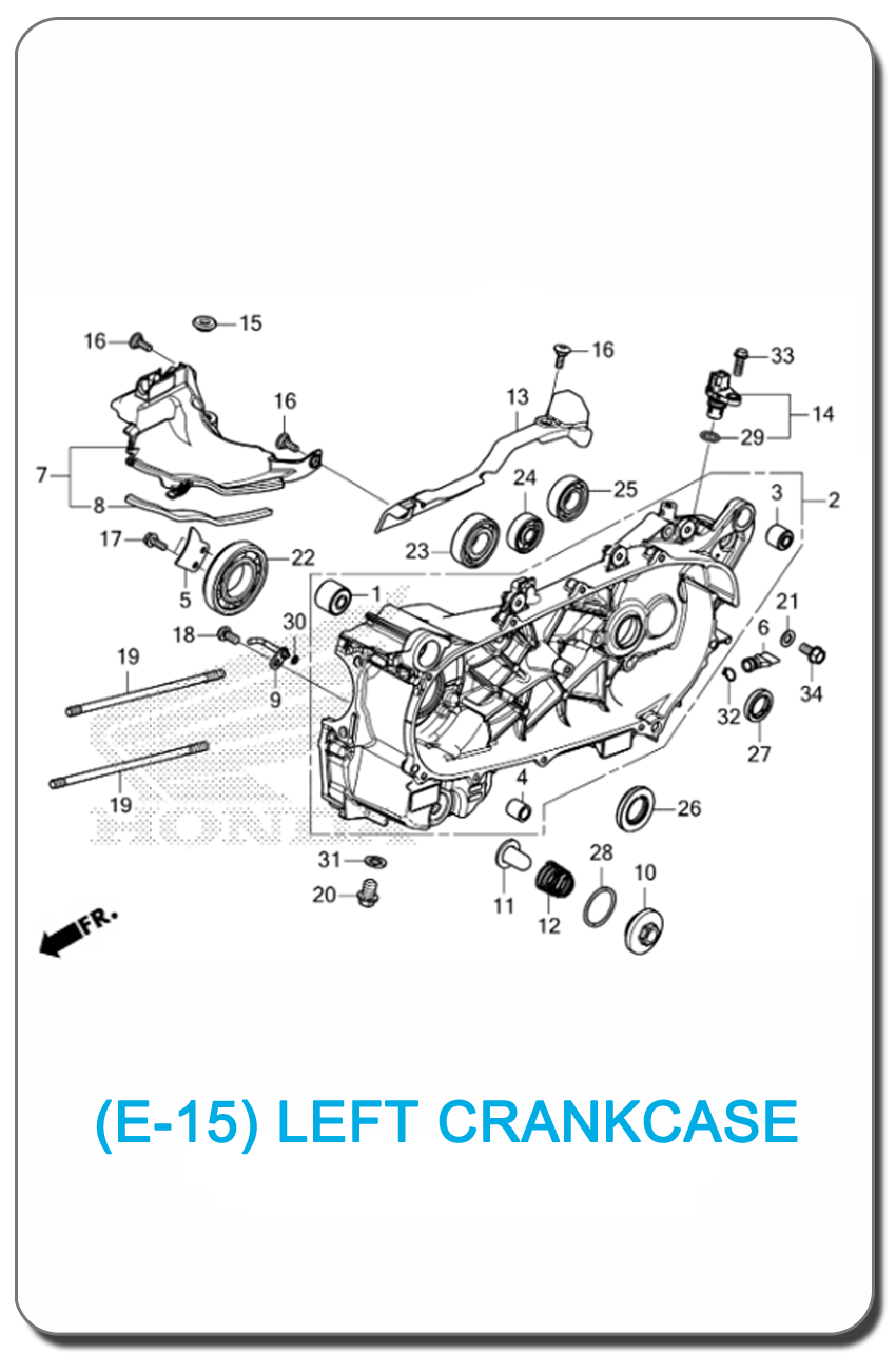 E-15-LEFT CRANKCASE FOR HONDA PCX160 2025