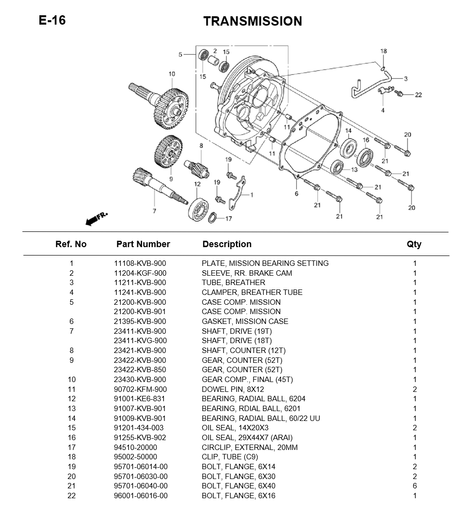 E-16-TRANSMISSION FOR HONDA CLICK110 2007 ENGINE PARTS