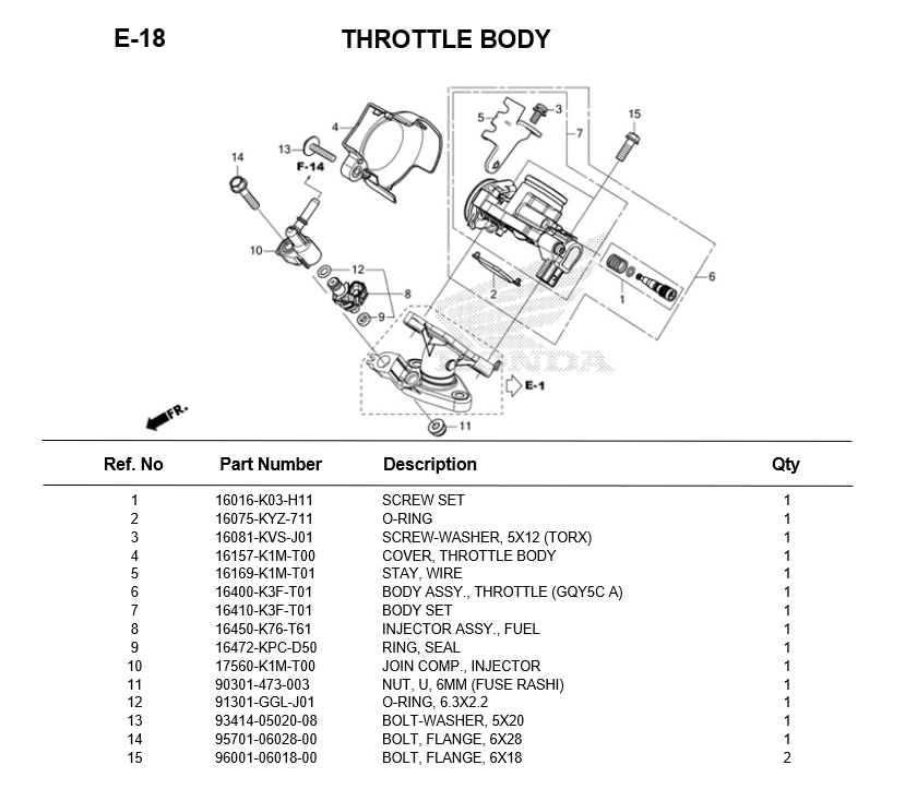 E-18-THROTTLE BODY HONDA WAVE125i 2023