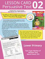 Blake's Compact Lesson Cards - Persuasive Texts LP - Review of Written Text - Card 2