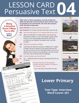 Blake's Compact Lesson Cards - Persuasive Texts LP - Interview - Card 4