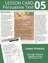 Blake's Compact Lesson Cards - Persuasive Texts LP - Personal Response to Poetry - Card 5