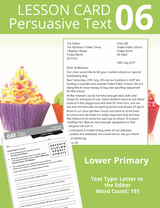 Blake's Compact Lesson Cards - Persuasive Texts LP - Letter to the Editor - Card 6