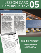 Blake's Compact Lesson Cards - Persuasive Texts MP - Review of Media Text- Card 5