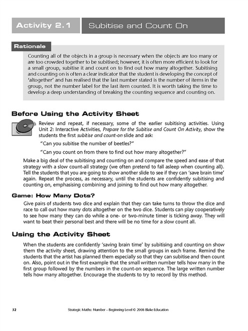 Strategic Math Series Strategic Maths: Number Beginning Level - Blake Education