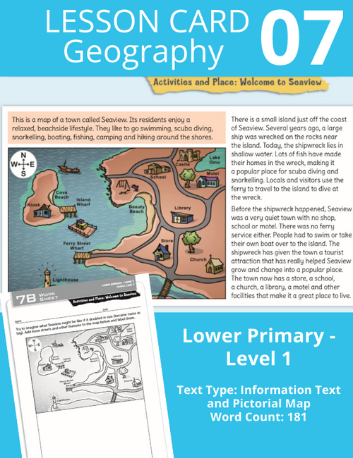 Blake's Compact Lesson Cards - Geography LP - Information Text and Pictorial Map - Card 7