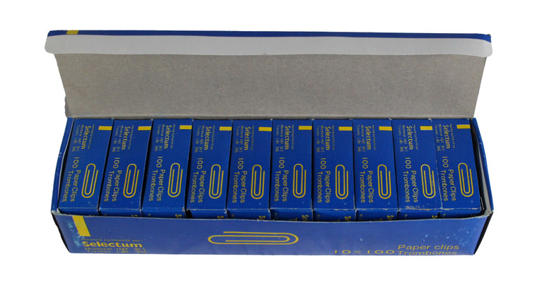 Selectum Paper Clips Size # 1 (33 mm)   10 x 100 Clips = 1000 Clips