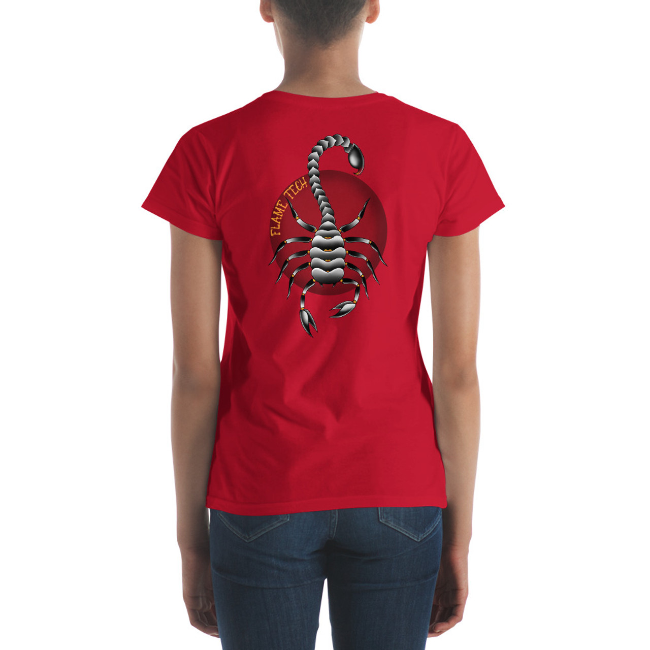 American Traditional Scorpion Women's Cut T-Shirt - Flame Tech