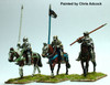 Agincourt Mounted Men-at-Arms, 'White Armour', Lance Upright & Shouldered, Horses Walking - Available to Order