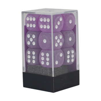 Chessex 12 Count 16mm d6 Block Frosted Purple / White Dice Set - CHX LE433