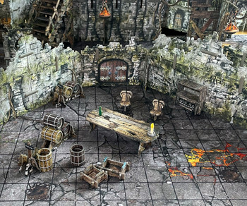 Fantasy Dungeon Terrain Wine Cellar - Battle Systems Terrain Immersive Scenery for D&D DND Maladum Pathfinder RPGs Full Color Heavy Duty Cardstock Printed Both Sides