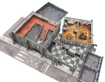 Battle Systems Urban Apocalypse Terrain Art Deco High-Rise - 28-35mm RPG / Wargames 40k Crisis Protocol Modern Zombies Card Scenery