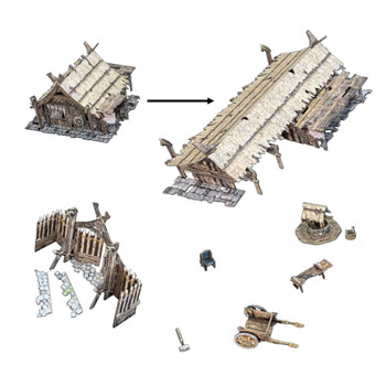 Battle Systems Fantasy Terrain Northern Settlement Accessories - 28-35mm DND D&D RPG Wargames Historical / Fantasy Card Scenery