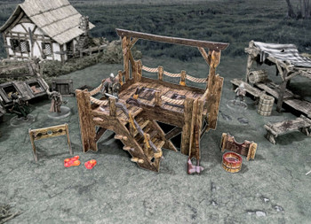 Battle Systems Fantasy Terrain Gallows & Stocks - 28-35mm DND D&D RPG Wargames Historical / Fantasy Card Scenery