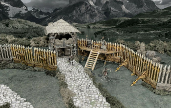 Battle Systems Fantasy Terrain Palisade Walls - 28-35mm DND D&D RPG Wargames Historical / Fantasy Card Scenery