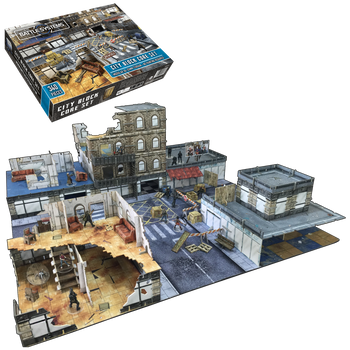 Battle Systems Urban Apocalypse Terrain City Block Core Set - 28-35mm RPG / Wargames 40k Crisis Protocol Modern Zombies Card Scenery