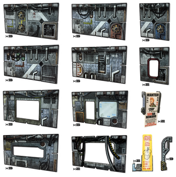 Battle Systems Sci-fi Terrain Cyberpunk Core Set - 28-35mm RPG / Wargames / 40k Necromunda Card Scenery