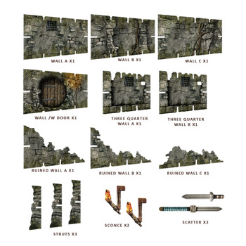 Fantasy Dungeon Terrain Walls - Battle Systems Immersive Scenery for D&D DND Maladum Pathfinder RPGs Full Color Heavy Duty Cardstock Printed Both Sides Fantasy Dungeon Terrain Walls - Battle Systems Immersive Scenery for D&D DND Maladum Pathfinder RPGs Full Color Heavy Duty Cardstock Printed Both Sides