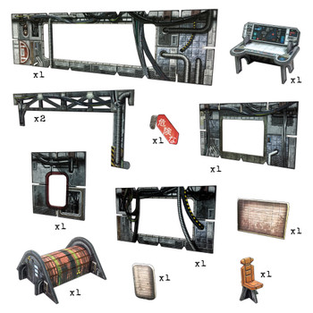 Battle Systems Sci-fi Terrain Cyberpunk Girders & Accessories Sheet - 28-35mm RPG / Wargames / 40k Necromunda Card Scenery