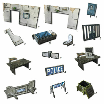 Battle Systems Urban Apocalypse Terrain Police Precinct - 28-35mm RPG / Wargames 40k Crisis Protocol Modern Zombies Card Scenery