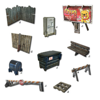 Battle Systems Urban Apocalypse Terrain Street Accessories II - 28-35mm RPG / Wargames 40k Crisis Protocol Modern Zombies Card Scenery