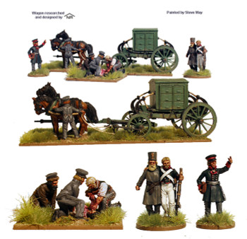 Napoleonic Russian 2 Horse Apothecary Wagon w/ Wounded & Surgeons & Orderlies - Available to Order