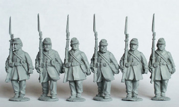 ACW Confederate Infantry in Frock Coats & Kepis Advancing, Shoulder-Arms - Available to Order