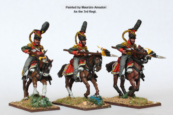 Napoleonic Austrian Uhlans Charging, Couched Lances, Falling Plume (3rd Regt) - Available to Order