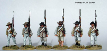 AWI Southern Militia / Continentals Advancing, Shouldered Arms, in Shirt Sleeve Order, Bayonets - Available to Order
