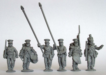 Napoleonic British Hanoverian Field Battalion Command in Peaked Forage Caps, Red Coatees, Advancing - Available to Order