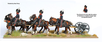 Napoleonic British Royal Foot Artillery 6 Horse Limber Standing, Drivers in Tarletons & Fatigue Caps - Available to Order
