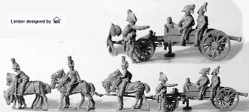 Napoleonic Austrian 6 Horse "Cavalry" Limber w/ 6pdr Wurst & Full Crew - Available to Order