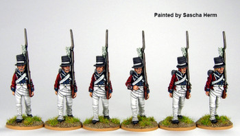 Napoleonic Danish-Norwegian Army Musketeers in Round Hats, Marching 1803-08 - Available to Order