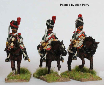 Napoleonic French Dragoons Elite Company in Bearskins, Shouldered Swords, Galloping, 1805-13 - Available to Order