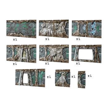 Battle Systems Sci-fi Terrain Alien Catacombs Walls Sheet - 28-35mm RPG / Wargames / 40k Necromunda Card Scenery
