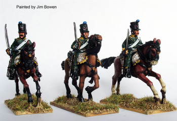 Napoleonic French Chasseurs a Cheval Galloping, Swords Drawn, Cylindrical Shako - Available to Order