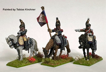 Napoleonic French Cuirassier Command on Standing Horses in Reserve, at Ease - Available to Order
