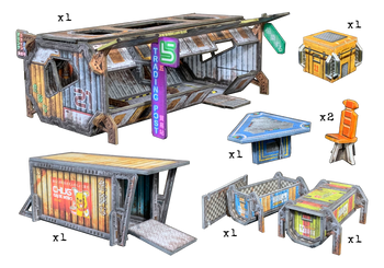 Battle Systems Sci-fi Terrain Trade Container - 28-35mm RPG / Wargames / 40k Necromunda Card Scenery