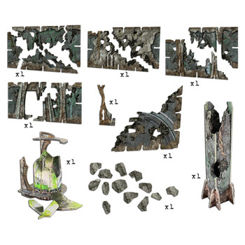 Battle Systems Sci-fi Terrain Alien Catacombs Ruins Sheet - 28-35mm RPG / Wargames / 40k Necromunda Card Scenery