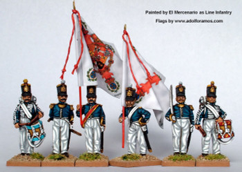 Carlist War Isabelino Infantry Command Standing, Coatee & Cylindrical Shako - Available to Order