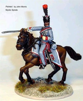 40mm Peninsular French Hussar Officer Pointing w/ Sword, Cantering Horse - Available to Order