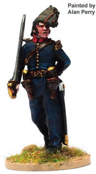 40mm Peninsular French Officer in Bicorne Advancing, Sword Shouldered w/ 2 Holstered Pistols - Available to Order