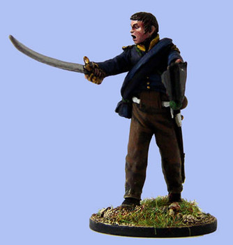 40mm Peninsular French Voltigeur Officer in Surtout Urging Men on w/ Sword & Bicorne - Available to Order