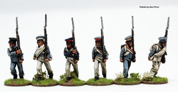 Napoleonic Prussian Reservists in Peaked Caps & Overalls, Marching - Available to Order