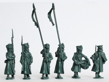 Napoleonic Russian Musketeer Command in Greatcoats, Marching - Available to Order
