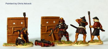 Samurai (1550-1615) European Saker on Naval Carrage w/ Japanese Crew & 2 Large Mantlets - Available to Order