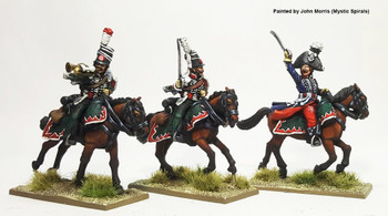 Napoleonic 1806 Prussian Army Hussar Command in Peaked Mirlitons, Galloping - Available to Order