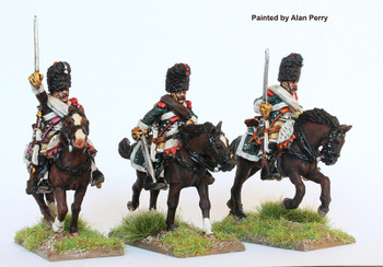 Napoleonic French Dragoons, Elite Company in Bearskins, Charging, Rolled Manteau-Capote, 1805-13 - Available to Order